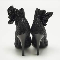 Pre Owned Dolce & Gabbana Size 39 Black Straw Ankle Length Boots