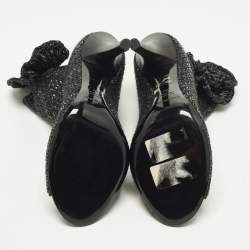 Pre Owned Dolce & Gabbana Size 39 Black Straw Ankle Length Boots