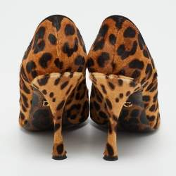 Pre Owned حذاء كعب عالي دولتشي أند غابانا دنيم بنقشة الفهد الأرجواني مقدمة مفتوحة نعل سميك مقاس 36.5