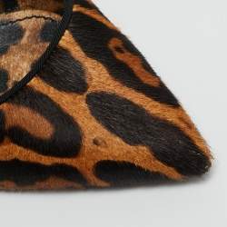 Pre Owned حذاء كعب عالي دولتشي أند غابانا دنيم بنقشة الفهد الأرجواني مقدمة مفتوحة نعل سميك مقاس 36.5