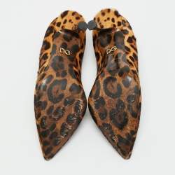 Pre Owned حذاء كعب عالي دولتشي أند غابانا دنيم بنقشة الفهد الأرجواني مقدمة مفتوحة نعل سميك مقاس 36.5