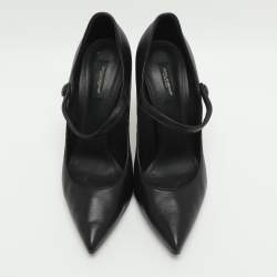 مملوكة مسبقًا حذاء كعب عالي دولتشي أند غابانا ماري جين جلد أسود كعب باروك مقاس 41