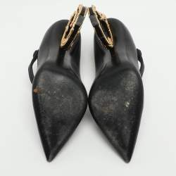 مملوكة مسبقًا حذاء كعب عالي دولتشي أند غابانا ماري جين جلد أسود كعب باروك مقاس 41