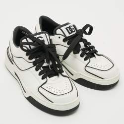 Pre Owned حذاء رياضي دولتشي آند غابانا نيو روما جلد أبيض برباط مقاس 36.5