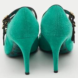 مملوكة مسبقًا Dolce & Gabbana Size 36 Green/Black Suede Mary Jane Pumps