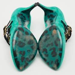 مملوكة مسبقًا Dolce & Gabbana Size 36 Green/Black Suede Mary Jane Pumps