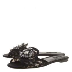 مملوكة مسبقًا سلايد دولتشي أند غابانا صوفيا منقوش دانتيل أسود مقاس 39.5