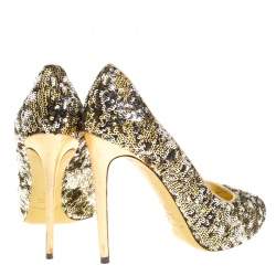مملوكة مسبقًا Dolce & Gabbana Metallic Two Tone Sequins Pumps Size 39