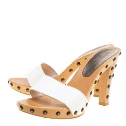 Pre Owned صندل سلايد دولتشي أند غابانا جلد أسود لامع خشبي مقاس 38.5