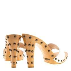 Pre Owned صندل سلايد دولتشي أند غابانا جلد أسود لامع خشبي مقاس 38.5