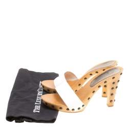 Pre Owned صندل سلايد دولتشي أند غابانا جلد أسود لامع خشبي مقاس 38.5