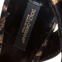 Dolce & Gabbana Beige Leopard Raffia Platform Sandals Size 38