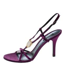 Pre Owned Dolce & Gabbana Purple Satin Sandals Size 40