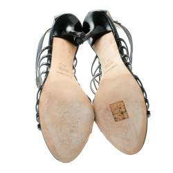 Pre Owned Dolce & Gabbana Black Leather Strappy Sandals Size 40