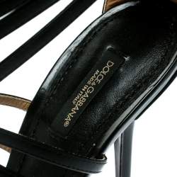 Pre Owned Dolce & Gabbana Black Leather Strappy Sandals Size 40