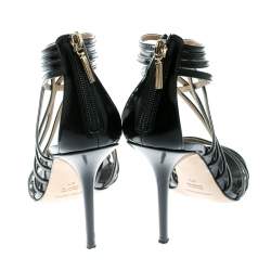 Pre Owned Dolce & Gabbana Black Leather Strappy Sandals Size 40