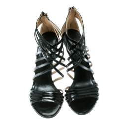 Pre Owned Dolce & Gabbana Black Leather Strappy Sandals Size 40