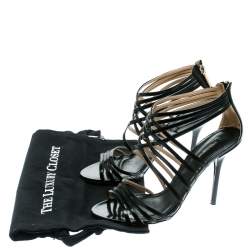 Pre Owned Dolce & Gabbana Black Leather Strappy Sandals Size 40