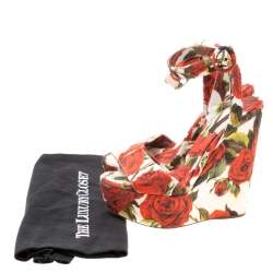 Pre Owned صندل دولتشي أند غابانا كعب روكي نعل سميك قماش طباعة زهور متعدد الألوان مقاس 40