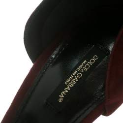 Pre Owned Dolce & Gabbana Red Suede Keira Ankle Strap Peep Toe Sandals Size 39