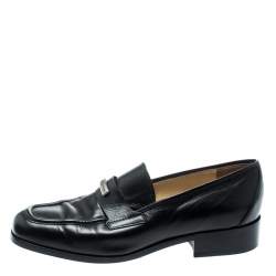 Pre Owned Dolce & Gabbana Black Leather Vintage Loafers Size 37.5