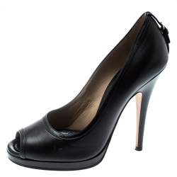 Dolce & Gabbana Brown Leather Peep Toe Pumps Size 40