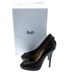 Dolce & Gabbana Brown Leather Peep Toe Pumps Size 40
