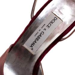 Pre Owned Dolce & Gabbana Pink And Metallic Gold Embroidered Fabric Wedge Platform Sandals Size 37