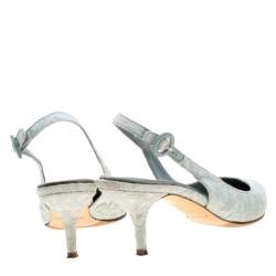 مملوكة مسبقًا Dolce & Gabbana Light Grey Brocade Fabric Slingback Sandals 38