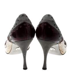 مملوكة مسبقًا Dolce & Gabbana Multicolor Brogue Python Leather And Pony Hair Trim Pumps Size 39