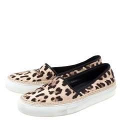Pre Owned Dolce & Gabbana Two Tone Leopard Printed Canvas Espadrille Sneakers Size 40