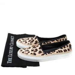 Pre Owned Dolce & Gabbana Two Tone Leopard Printed Canvas Espadrille Sneakers Size 40