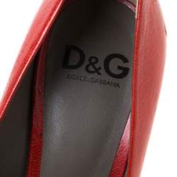 Dolce & Gabbana Red Leather Block Heel Pumps Size 38