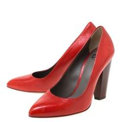 Dolce & Gabbana Red Leather Block Heel Pumps Size 38
