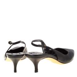 مملوكة مسبقًا  حذاء كعب عالي دولتشي أند غابانا بمقدمة مدببة وحزام خلفي جلد أسود مقاس 38.5