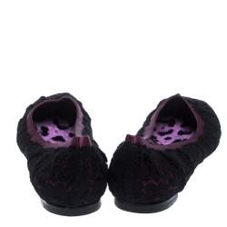Dolce & Gabbana Black/Purple Lace and Satin Ballet Flats Size 39