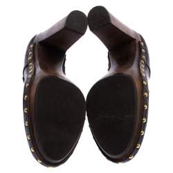 مملوكة مسبقًا Dolce & Gabbana Dark Brown Leather and Shearling Mary Jane Pumps Size 38