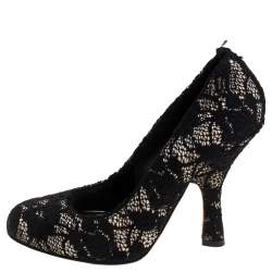 Dolce & Gabbana Black Lace Round Toe Pumps Size 38.5