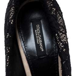 Dolce & Gabbana Black Lace Round Toe Pumps Size 38.5