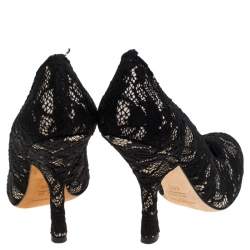 Dolce & Gabbana Black Lace Round Toe Pumps Size 38.5