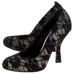 Dolce & Gabbana Black Lace Round Toe Pumps Size 38.5