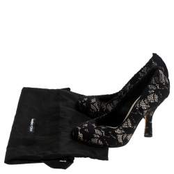 Dolce & Gabbana Black Lace Round Toe Pumps Size 38.5