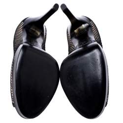 مملوكة مسبقً ا Dolce & Gabbana Black Mesh And Canvas Peep Toe Platform Pumps Size 40 