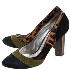 Dolce & Gabbana Multicolor/Leopard Print Pony Hair Block Heel Pumps Size 41