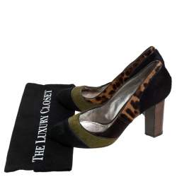 Dolce & Gabbana Multicolor/Leopard Print Pony Hair Block Heel Pumps Size 41