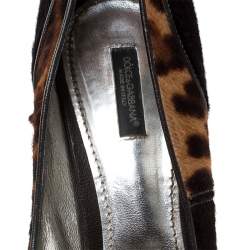 Dolce & Gabbana Multicolor/Leopard Print Pony Hair Block Heel Pumps Size 41