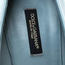 Pre Owned حذاء كعب عالي دولتشي آند غابانا جلد أزرق لامع مقدمة مدببة مقاس 38