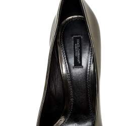 Pre Owned Dolce & Gabbana Gold/Black Patent Leather Peep Toe Pumps Size 40