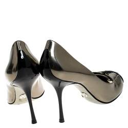 Pre Owned Dolce & Gabbana Gold/Black Patent Leather Peep Toe Pumps Size 40