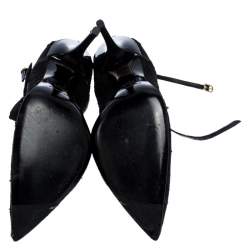 Pre Owned Dolce & Gabbana Black Lace And Stretch Mesh Fabric Sock Mary Jane Pointed Toe Pumps Size 41